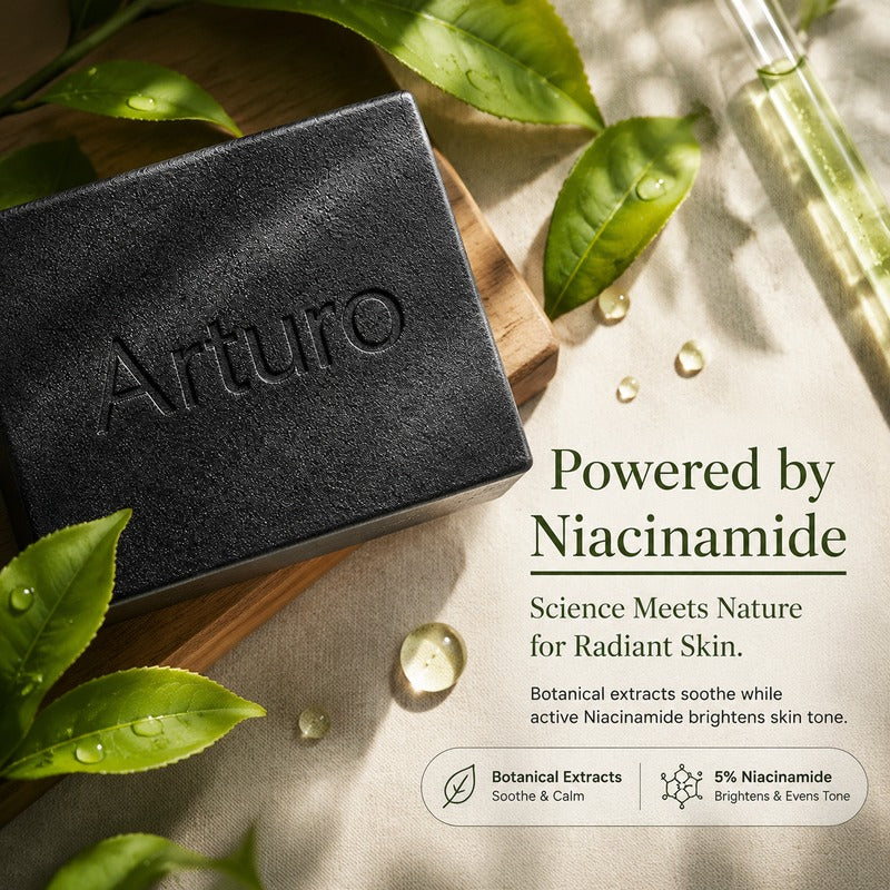 【BUY 1 TAKE 1】Arturo Niacinamide Charcoal Soap 80g - Deep Cleanse & Brightening Face & Body Cleanser, Oil Control