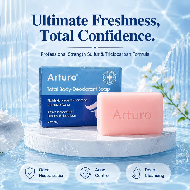 【BUY 1 TAKE 1】Arturo Total Body-Deodorant Soap 80g - Antibacterial Acne Control Bar, Sulfur & Triclocarban Cleanse