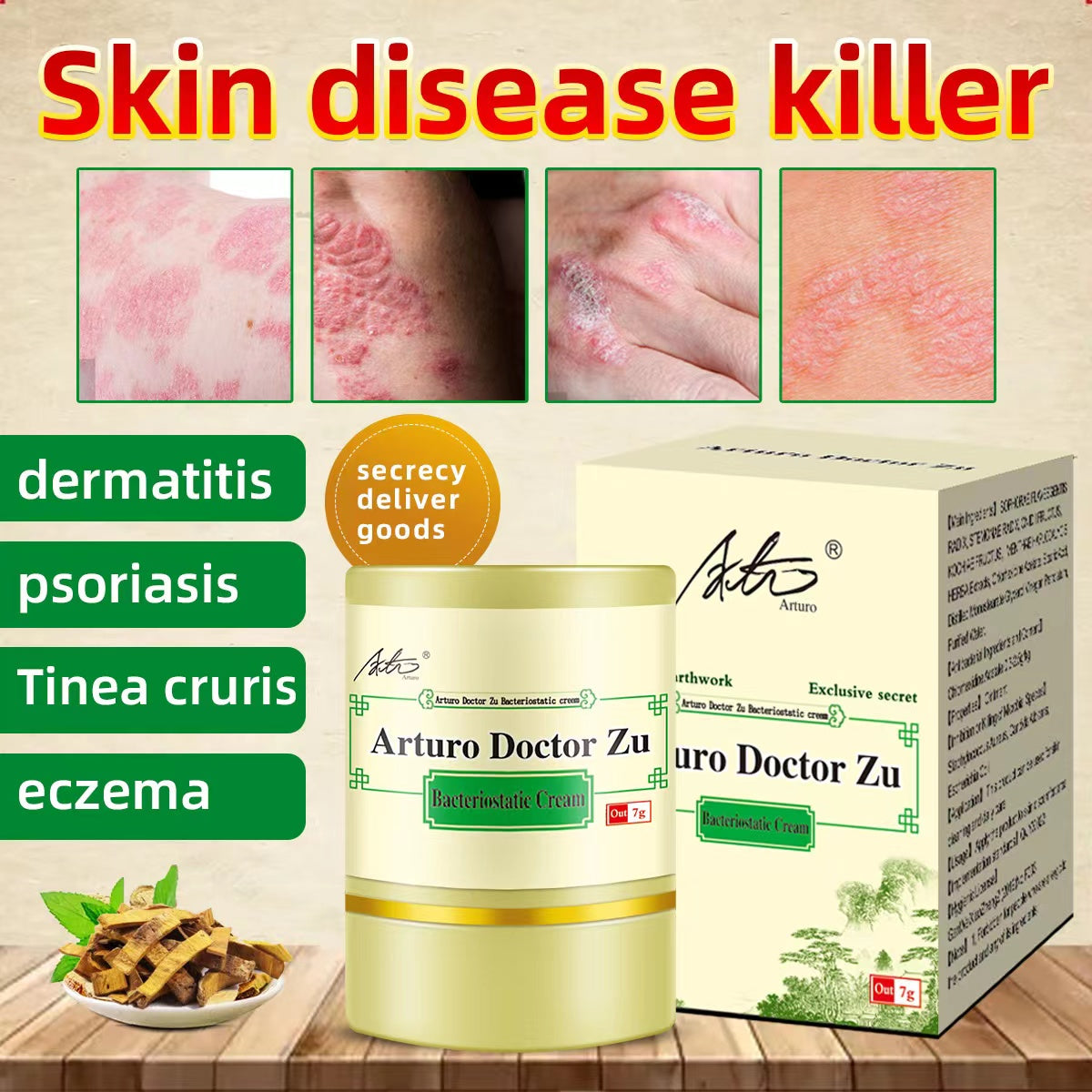 ✅Arturo Buy 1 take 6 7g 100% Effective Original Arturo Doctor Zu Skin Herbal Psoriasis Dermatitis Eczema Pruritus Psoriasis Cream Ointment Exclusive Formula Made With Natural Herbs